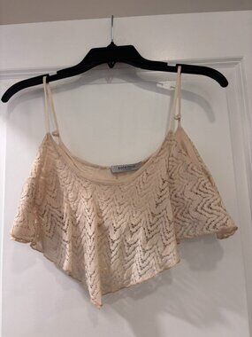 Solemio Cream Lace Crochet Crop Top